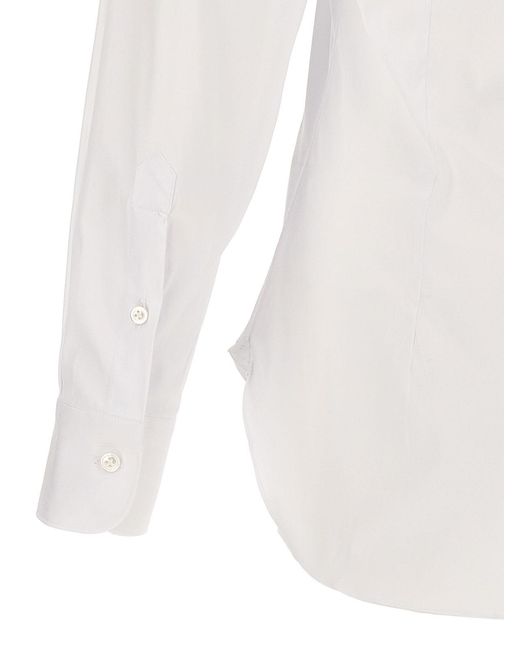 Barba Napoli White Stretch Poplin Shirt for men
