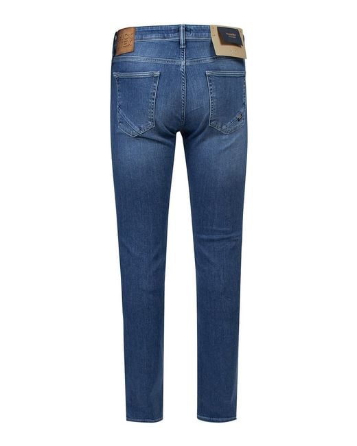 Incotex Blue Slim Fit Stretch Cotton Jeans for men