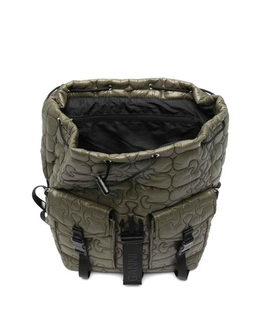 Ganni Black Quilted Nylon Backpack