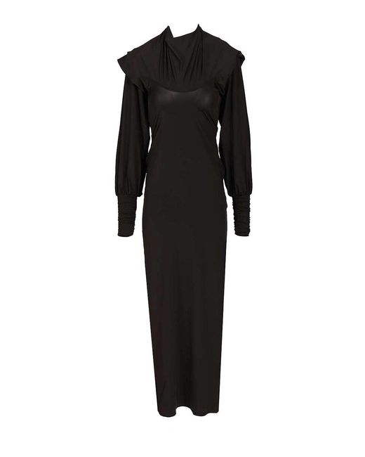 ROTATE BIRGER CHRISTENSEN Black Slinky Hooded Dress