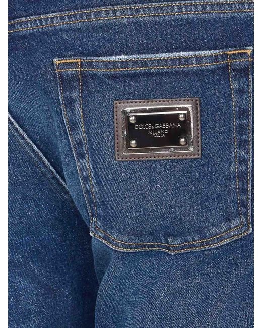 Dolce & Gabbana Blue Plaque Logo Jeans for men