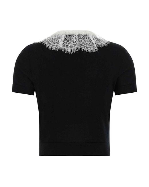 Self-Portrait Black Knit Lace Collar' Top