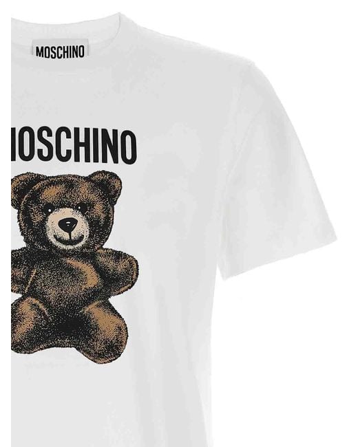 Moschino White 'Teddy' Print T-Shirt for men