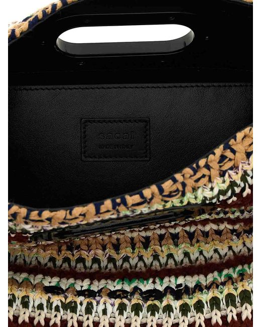 Sacai Black Small Fringe Shopping Bag