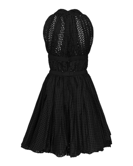 Alaïa Black Perforated Poplin Mini Dress
