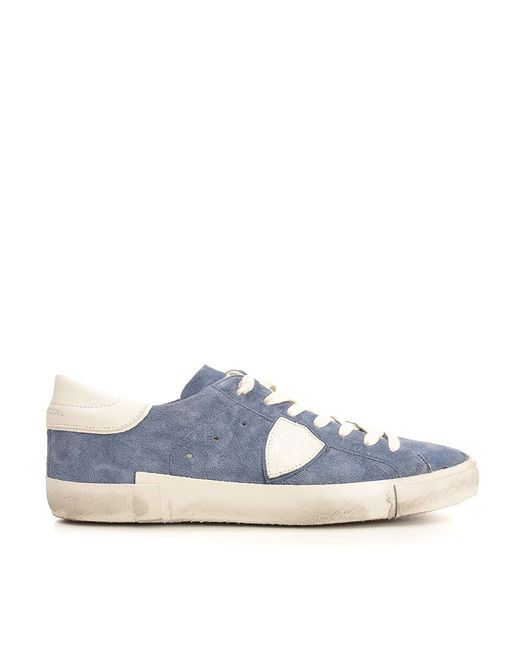 Philippe Model Blue Suede Sneakers for men