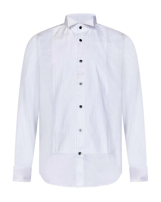 Franzese Collection Blue Natural Twill Tuxedo Shirt for men