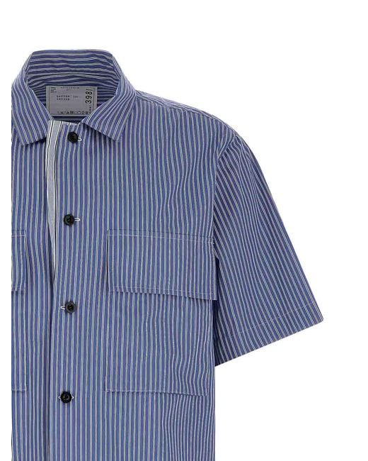 Sacai Blue Striped Shirt for men