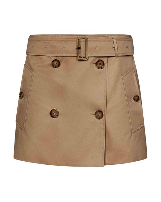 Burberry Natural Brielle Cotton Gabardine Miniskirt