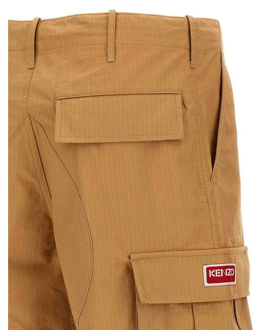 KENZO Natural Cargo Workwear Bermuda Shorts for men