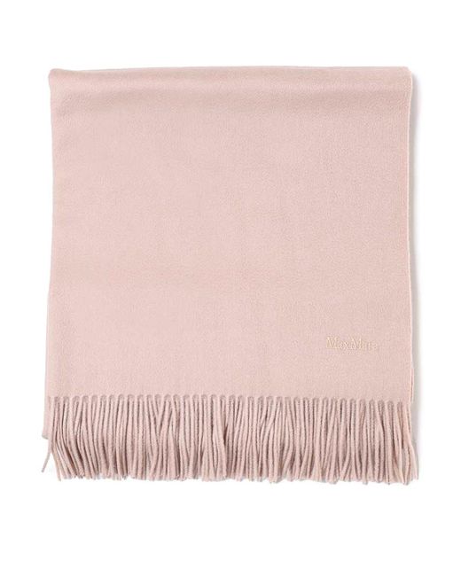Max Mara Pink Cashmere Stole With Embroidery
