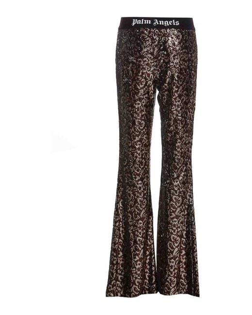 Palm Angels Brown Logo Tape Pants