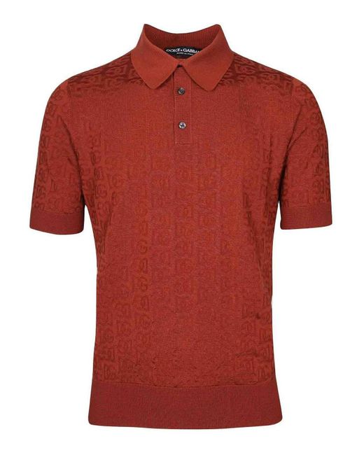 Dolce & Gabbana Copper-colored Silk Polo Shirt for men
