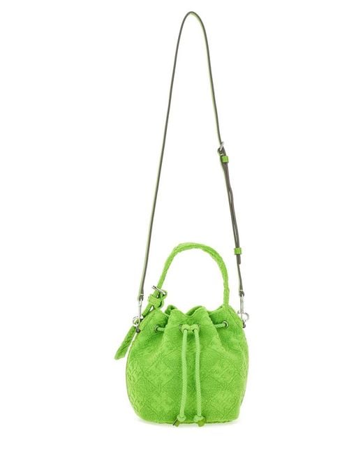 Tory Burch Green T Monogram Mini Bucket Bag