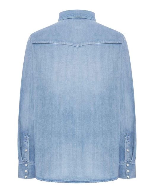 Visvim Blue Denim Shirt With Snap Buttons for men