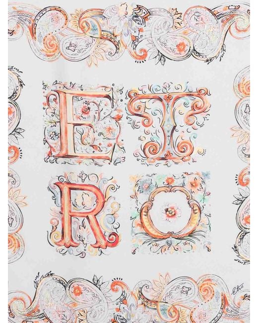 Etro Gray Patterned Silk Scarf