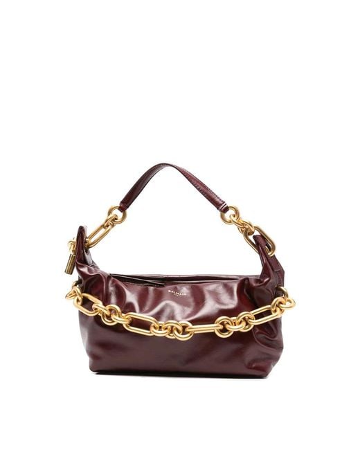 Balmain Pink Sync Medium Leather Shoulder Bag