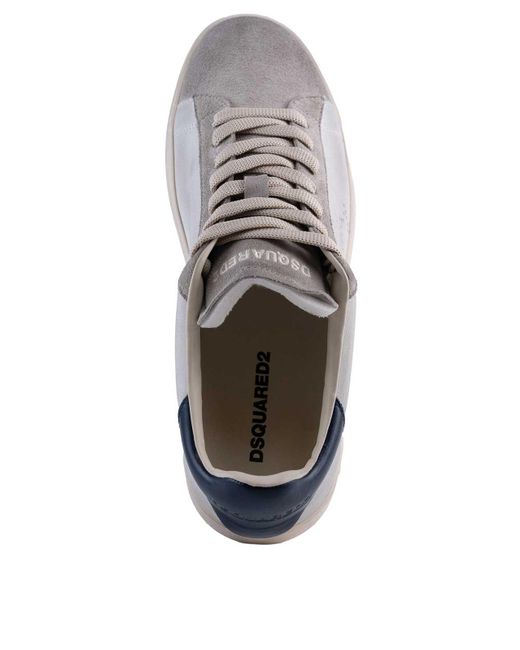 DSquared² Gray Dirty Maple Leaf Boxer Leather Sneakers for men