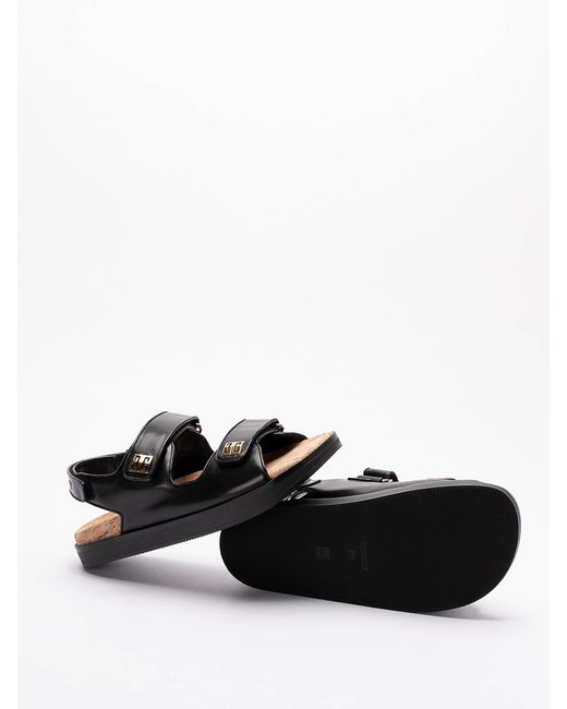 Givenchy Black Leather 4G Sandals