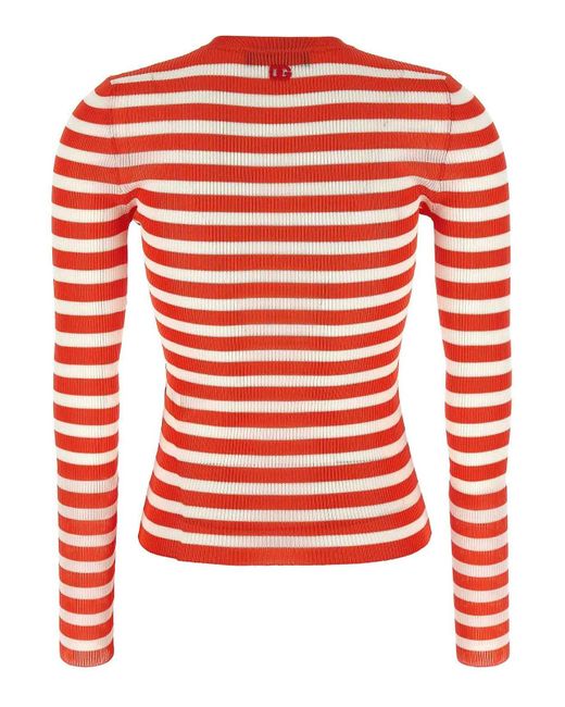 Dolce & Gabbana Red Striped Pattern Cardigan