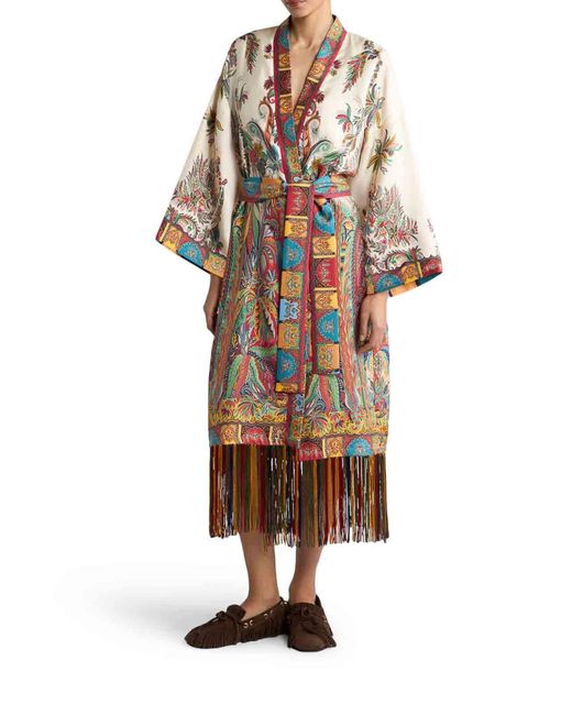 Etro White Silk Duster Coat