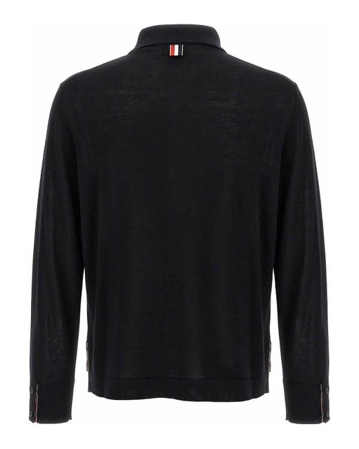 Thom Browne Black Button Down Cardigan for men