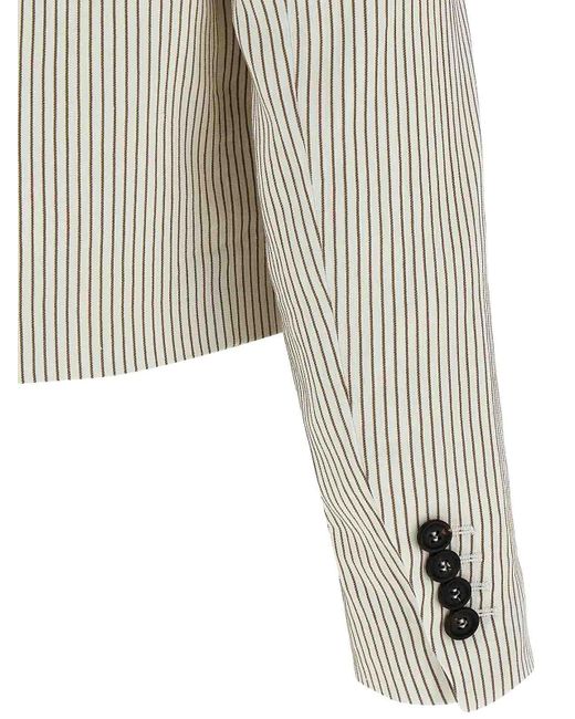 Brunello Cucinelli White Pinstripe Blazer