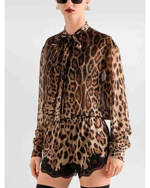 Dolce & Gabbana Brown Leopard-Print Shirt