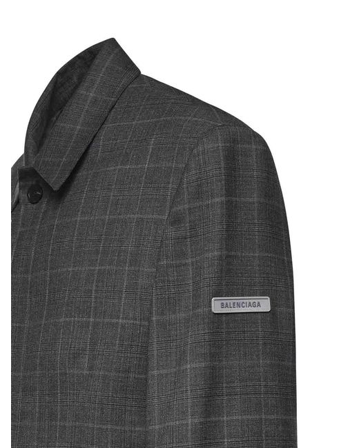 Balenciaga Gray Checked Wool Jacket for men