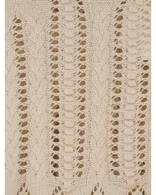 Isabel Marant Natural Frilly Cotton Sweater With Ruffles
