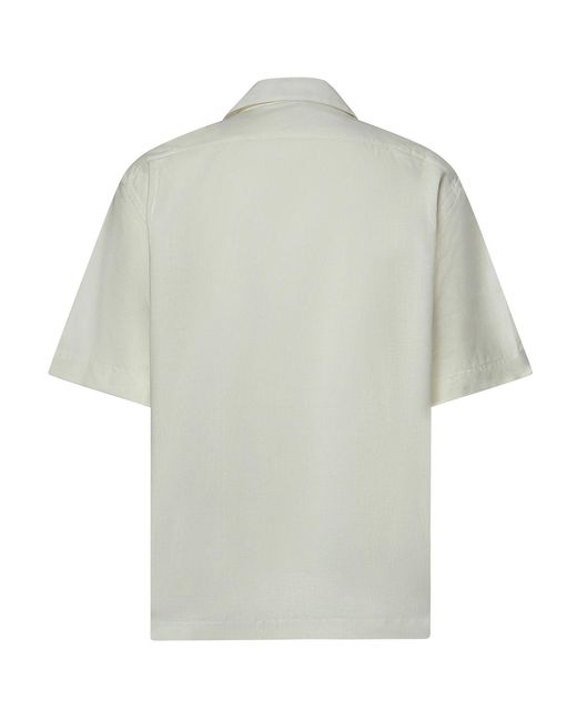 Eleventy White Cotton Bowling Shirt for men