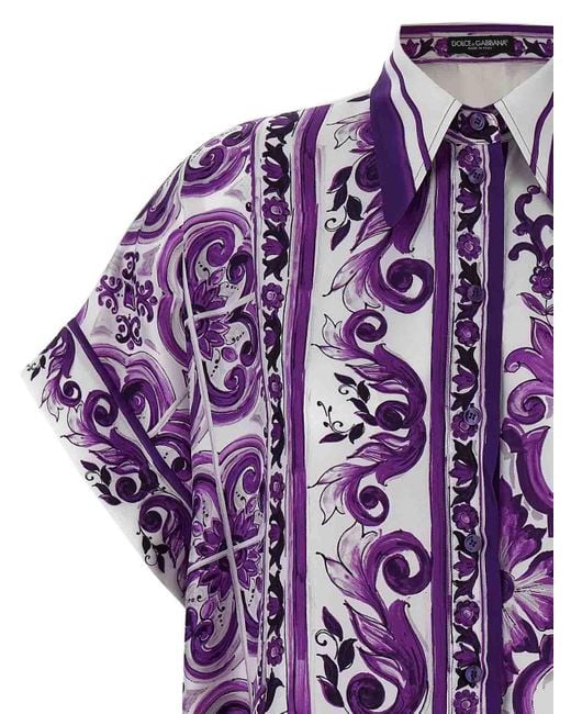 Dolce & Gabbana Purple Maiolica Print Shirt