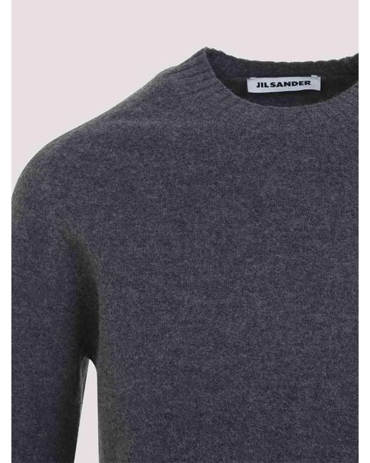 Jil Sander Blue Fine-Gauge Cashmere Knit Sweater