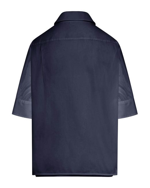 Jil Sander Blue Semi-Transparent Cotton Shirt