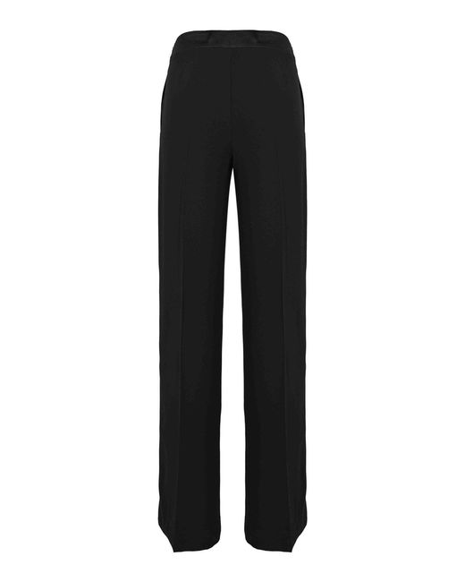 D. EXTERIOR Black Crepe Trousers With Satin Details