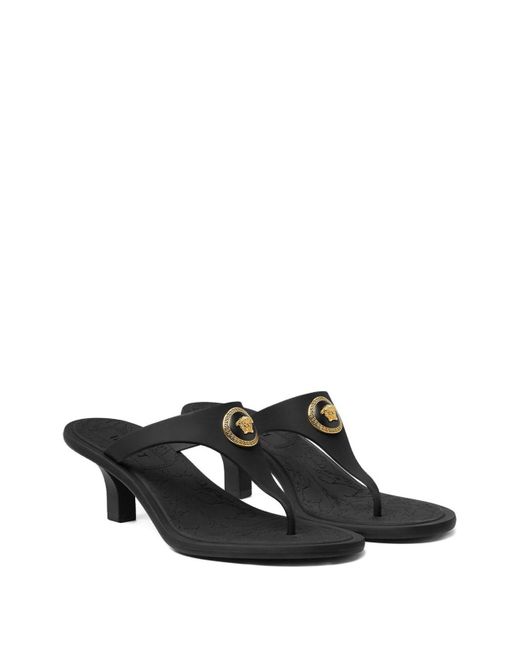 Versace Black Alia Thong Sandals