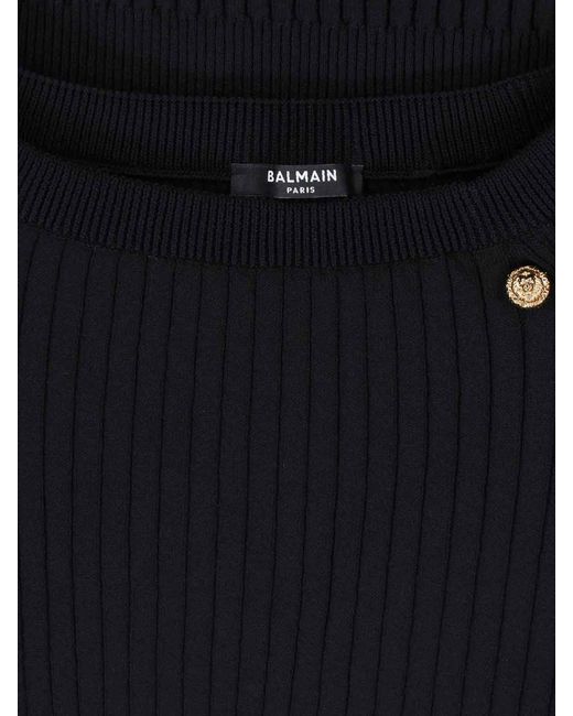 Balmain Black Button Sweater