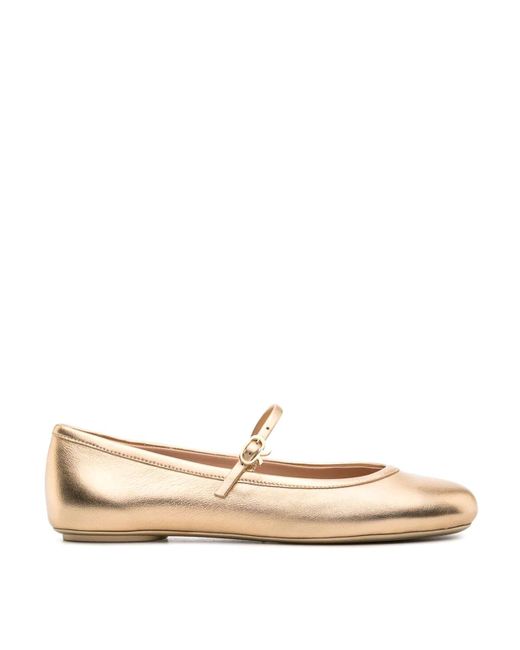 Gianvito Rossi Natural Round-Head Flat Shoes