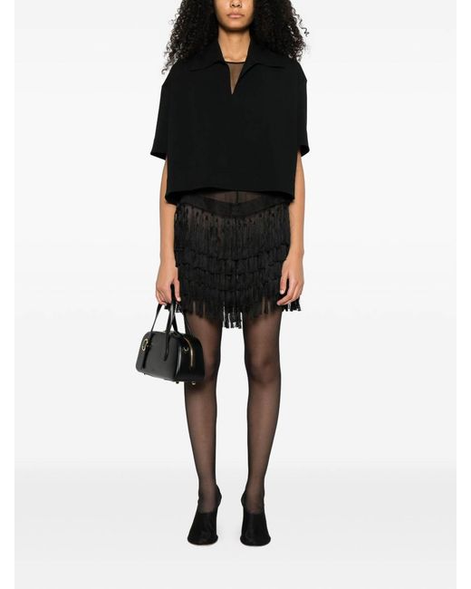 Jil Sander Black Cropped Polo Shirt