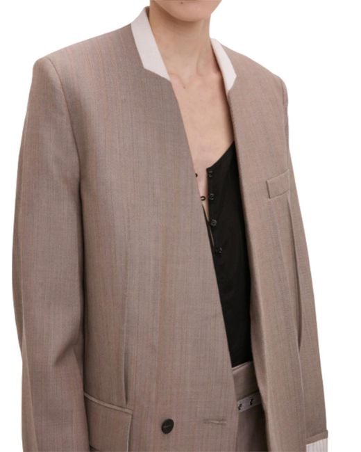 Victoria Beckham Brown Limestone-Colored Herringbone Virg