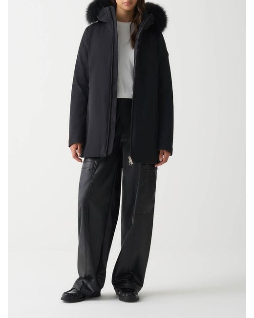 Colmar Black Waterproof Down Jacket With Fur