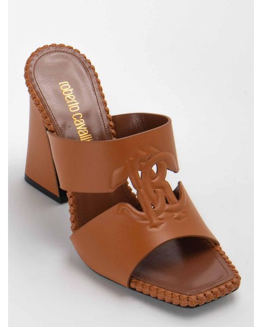 Roberto Cavalli Brown Logo Sandals