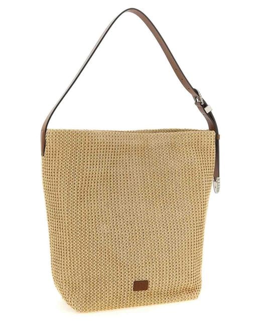 Pinko White Raffia Bucket