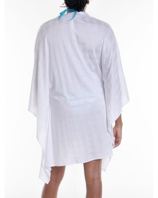Balmain White Cover-up With Monogram And V-neck