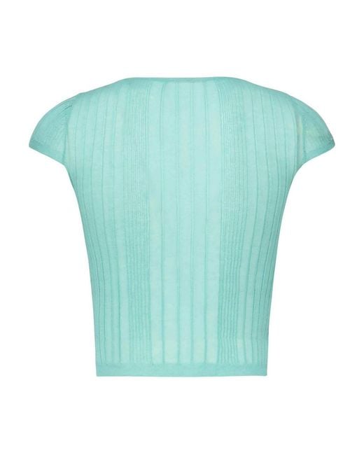 Pinko Green Tambora Ribbed Sweater
