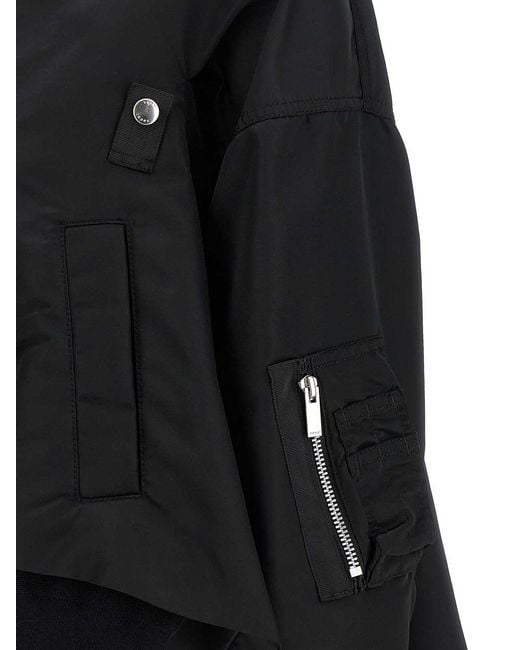 Sacai Black Asymmetrical Blouson Bottom