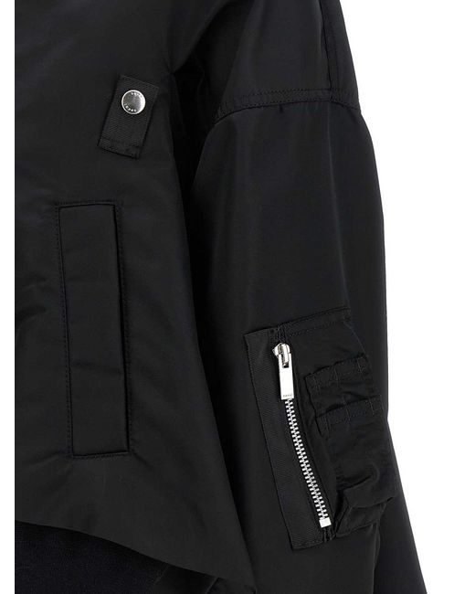 Sacai Black Asymmetrical Blouson Bottom