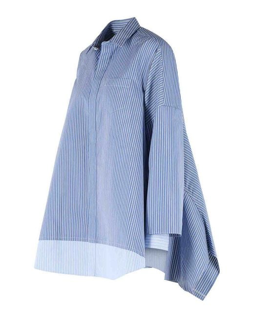 Sacai Blue Cotton Blend Shirt