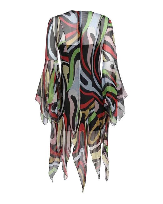 Emilio Pucci Multicolor Silk Dress With Marble Print