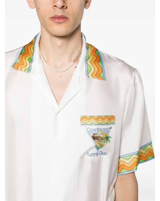 Casablancabrand White Afro Cubism Tennis Club Shirt for men